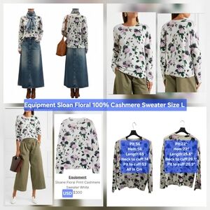 Equipment Sloan Floral 100% Cashmere Sweater Size L